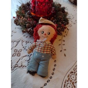 Raggedy Andy ,Vintage,Knickerbocker ,5"Doll Red Hair ,Cloth Doll ,Bow Tie